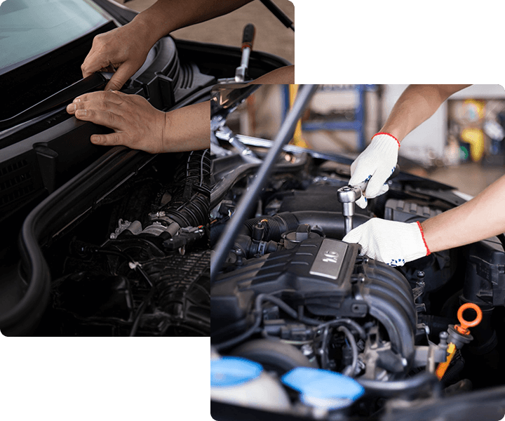 Hands of Car Mechanic in Auto Repair Service